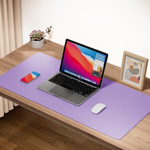 Boutilon Leather Desk Pad Protector,Non-Slip Mouse Pad,Laptop Desk Pad,Office Mouse Mat,Waterproof Leather Desk Blotter,Desk Writing Pad for Office and Home (S-Purple,24"x 14") - color: Purple, size: S 24" x 14"