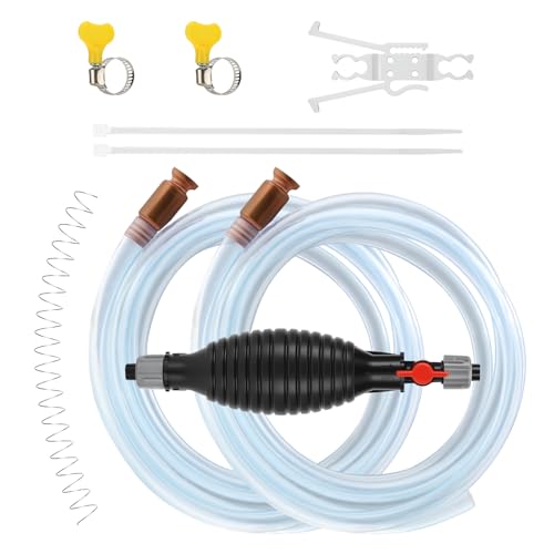 10FT Siphon Components Kit, Portable Manual Oil Sucker Pump, with Hose, Hose Retainer Clip, Copper Jiggler, Zip Ties, Shut-off Valve & Spring for Efficient Liquid Transfer - size: 10ft kit
