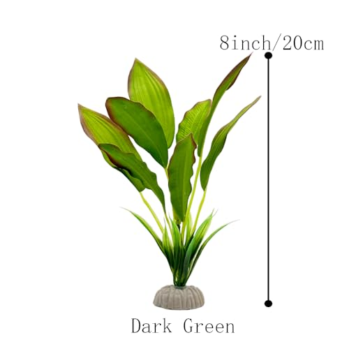 2pcs Set Green Artificial Plant Fish Tank Decor Aquarium Decorations Betta Leaf pad Hammock 8inch Silk/Plastic Plant Goldfish Fish Bowl Small Tank Plants (Green-2pcs-Set) - color: Green-2pcs-set