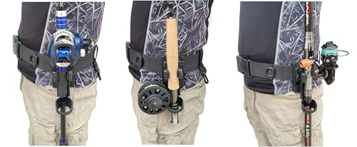 Fly Fishing Rod Holder,3rd Hand Belt Clip Rod Holder,Fly Fishing Wader Belt,Fishing Belt, for Fly Fishing and Spinning Rods