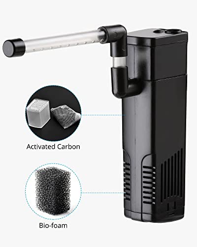 NICREW Aquarium Internal Filter, Submersible Power Filter with Multiple Function for Fish Tanks 2 to 5 Gallon, 40 GPH, 3.5W - size: Magi mini: 2 - 5 gal