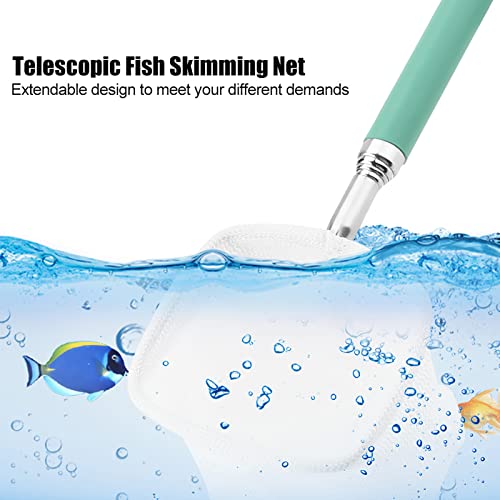 Fydun Fishing Landing Net, Teles Aquarium Fish Shrimp Extendable Telescopic Skimming for with Stainless Steel Handle Pond (Square Mouth)