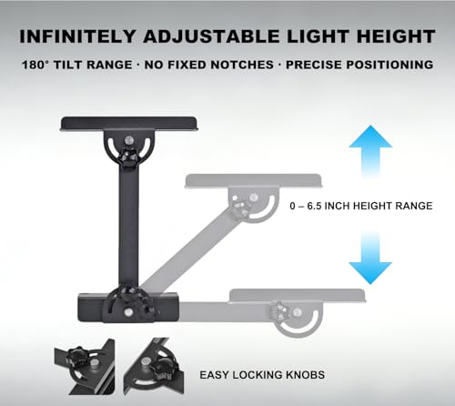 Metal Aquarium Light Riser Clamp, 2Pcs | Full Metal, Fits Rim Up to 0.9”, Max 4.9” Wide Light, 0-6.5” Adjustable Height