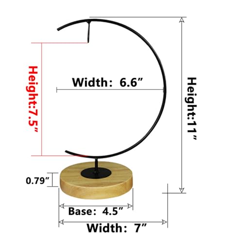 YY YEARCHY Ornament Display Metal Terrarium Air Plant Stand Flower Pot Holder Iron Pothook Stand for Hanging Glass Globe Ball (G round wood) - color: Black, size: 11"x4.5"x4.5"