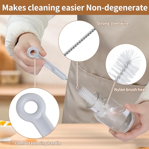 Pipe Cleaner Brush - Flexible Stainless Steel Plus Handle Brushes 12-Piece Set Long Straw Cleaning Brushes and Soft Sewer Brushes Cleaning Equipment cpap Hose Brush