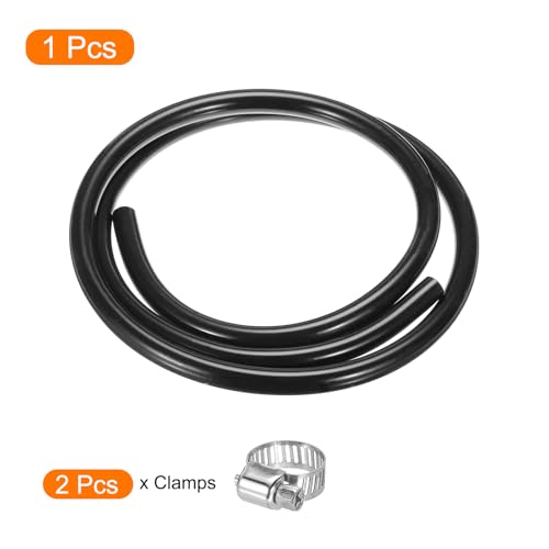 MECCANIXITY 10ft Silicone Rubber Tubing 1/4" ID 3/8" OD Plastic Tube Flexible Air Hose for Brewing, Wine Making, Pump Siphon, 6.4mm x 9.5mm, with 2pcs Clamps, Black - color: Black, size: 1/4" x 3/8"