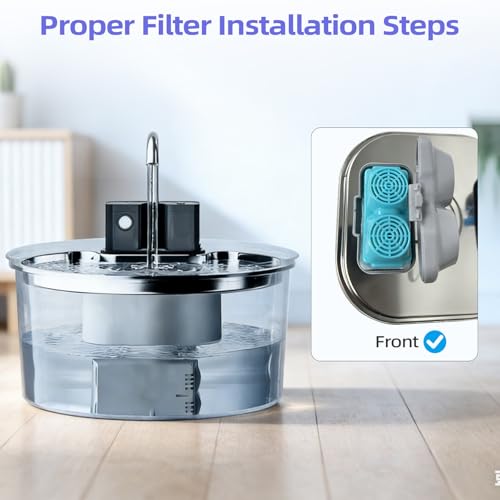 Cat Water Fountain Filter Replacement, 6 Filters & 6 Pre-Filter Sponges for 3.2L/108oz Wireless Pet Fountain, Multi-Stage Filtration for Fresh Clean Water