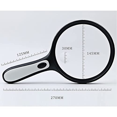 Lighted Magnifying Glass Handheld，10X / 25X Large Magnifying Glass with Light，Led Magnifiers for Seniors,Reading Books, Medicine Bottle Small Font
