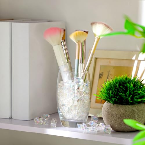 Syhood 570 Pcs 5 Sizes Bright Clear Fake Crushed Ice Rocks Iridescent Acrylic Crystal Gems Plastic Diamonds for Vase Fillers Winter Wedding Fish Tank Display Aquarium Table Scatter Holiday Decoration - color: Bright Clear