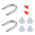 2 PCS Stainless Steel Fish Tank U Shape Pipe, 2 PCS Non-Return Check Valve, 4 PCS Suction Cup, for Aquarium Connecting Air Line