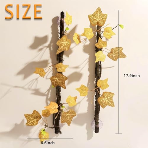 Reptile Climbing Branch Flexible Bend-A-Branch Jungle Vines Terrarium Plant Decoration with Suction Cup for Crested Gecko Chameleon Gecko Snake Tree Frog 2PCS, Yellow - color: Yellow