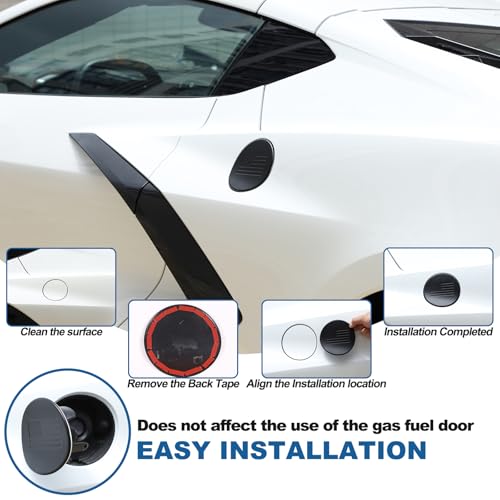 Fuel Tank Cap Trim Cover Compatible with Chevrolet Corvette C8 Stingray 2020-2024 ABS 1PCS,Gas Fuel Door Cover Trim Cap,Exterior Fuel Tank Cap Protection Trim Accessories (Matte Black) - color: Matte Black