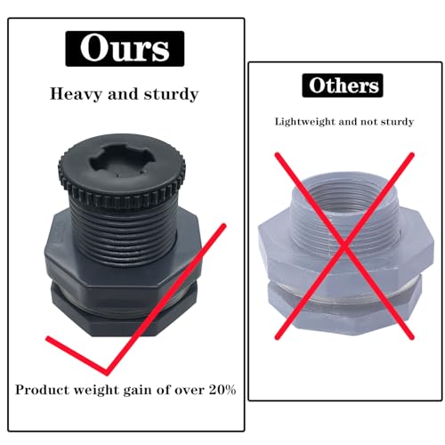 NPT 1.5 Female PVC Heavy-Duty Bulkhead Fitting with Plug Silicon Seal Gasket Water Tank Connector for 2.56Inch Hole Saw Rain Barrels, Aquariums 2Pcs (Thickened Version) - size: 1-1/2 NPT Female