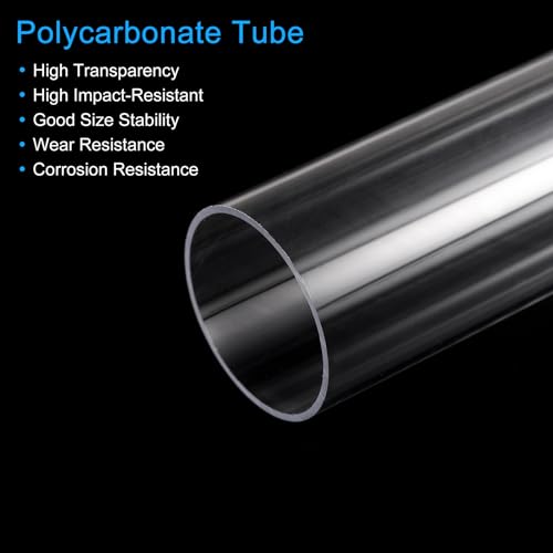 MECCANIXITY Plastic Pipe Rigid Polycarbonate Round Tube Clear 1.85"(47mm) ID 2"(50mm) OD 14" (350mm) High Impact for Lighting, Models, Water Plumbing - size: 1.85"IDx2"ODx14"