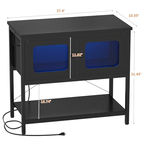 iSunirm 40-50 Gallon Fish Tank Stand, Aquarium Stand with Cabinet Accessories Storage, Heavy Duty Metal Frame, Reptile Terrarium Stand, 37.5" L*18.89" W Tabletop, 880LBS Capacity, Black