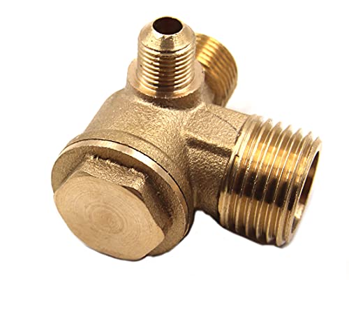 3-Port Brass Male Threaded Air Compressor Check Valve 90-Degree Right Air Compressor Valve Air Compressor Parts Air Check Valve (1/2"x 3/8" x 1/8") - size: 1/2"x 3/8" x 1/8"