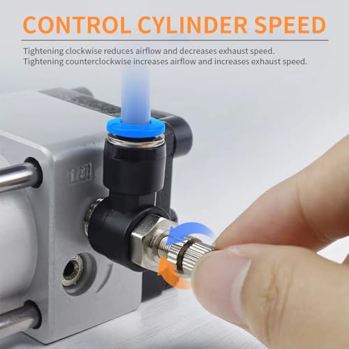 10Pcs Push to Connect Air Flow Control Valve, Blue 5/16in Tube OD x 1/4" Male Thread 90 Degree Elbow Speed Control Valve Pneumatic Connector Quick Fittings - size: Male Thread G1/4 x Blue (10pcs)