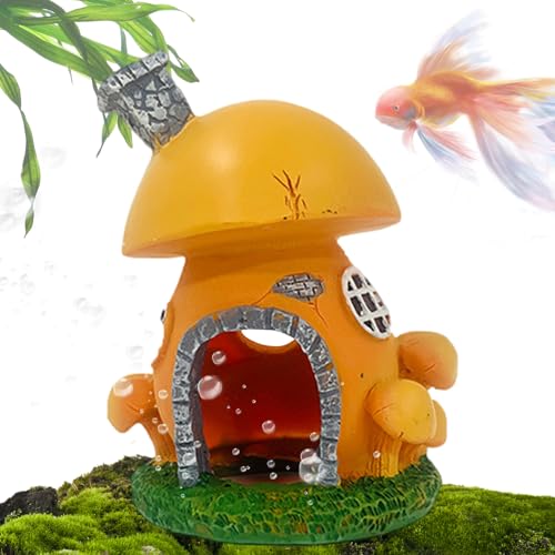Fish Tank Decorations, Cottage Ornament Shrimp Shelter Hideaway Cave, Aquarium Decorations, Mushroom Decor, Aquarium Décor for Shrimp Betta Goldfish and Reptiles (B) - color: B