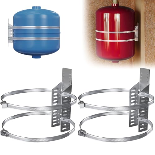 ZhouDaShu 2 Set Expansion Tank Mounting Bracket for Hot Water Heater,Thermal Expansion Tank Holder with 2 Earthquake Straps,Support 5-Gallon Hot Water Tanks up to 13 inches in Diameter - color: 2 Sets