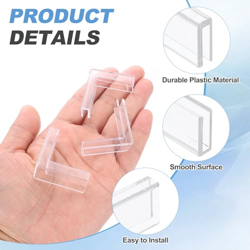 uxcell 12Pcs Plastic Glass Connector, Suitable for 3mm Thick l Shaped Glass to Glass Clamp, Fixing Bracket Rimless Clip Holder for Aquarium Fish Tank Display Shelves, Transparent - color: Transparent, size: 3mm