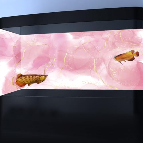 Pink Marble Aquarium Background, Art Abstract Pink Gold Line Marble Terrarium Background, Coloful Marble Glass Terrarium Background 30X12IN with 8 EVA Double-Sided Tape - color: Marble02, size: 30X12in/75X30cm