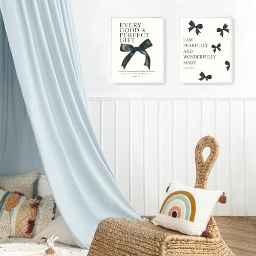 LARTSFRO Coquette Black Bow Christian Gifts Wall Art Decor Posters for Women, Black Bow Bible Room Bedroom Bathroom Dorm Wall Art Decor Aesthetic for Teen Girls Gifts, Inspirational Bible Verses Bow Wall Decor, 10x8 Inch Set of 4 Pcs Bow Pictures (UNFRAME