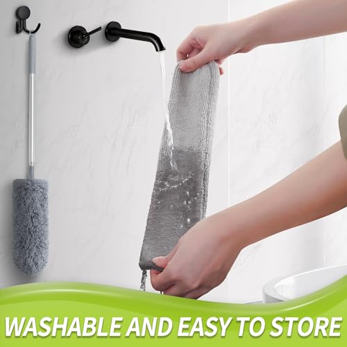 IVYROLL Duster with Extension Pole, Skinny Duster/Under Appliance Cleaning Tool & Spider Web Brush & Ceiling Cleaner, 100" Microfiber Feather Cleaner with Washable Head for Fan Furniture Wall - color: Set D: Spider Web Brush & Ceiling Duster & Gap Duster