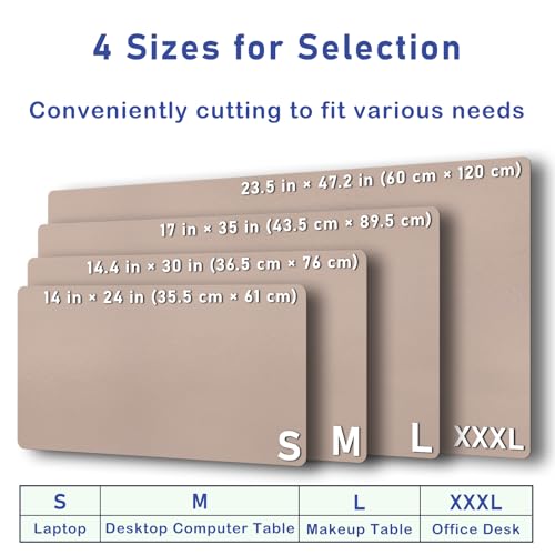 Boutilon Leather Desk Pad Protector,Non-Slip Mouse Pad,Laptop Desk Pad,Office Mouse Mat,Waterproof Leather Desk Blotter,Desk Writing Pad for Office and Home (S-Champagne,24"x 14") - color: Champagne, size: S 24" x 14"