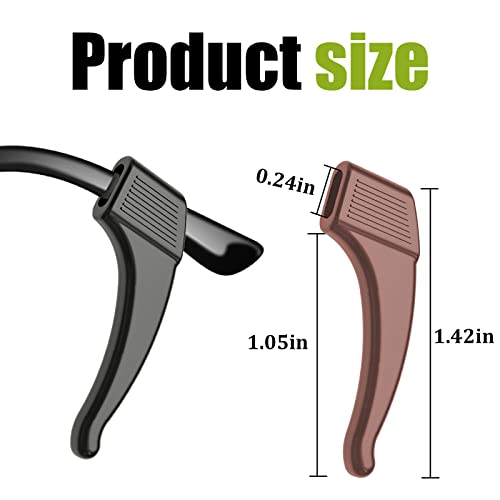SMARTTOP 20 Pairs Anti-Slip Eyeglass Ear Grips Hook, Comfortable Silicone Elastic Eyeglasses Temple Tips Sleeve Retainer-For Eyeglasses Sunglasses Spectacles Glasses(Black+Clear+Brown) - color: Black+clear+brown