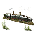 Aquarium Decor, Antique Roman Column Ruins & Titanic Shipwreck Ornament, European Castle Fish Tank Hideout Rocks for Aquascape & Underwater Landscaping