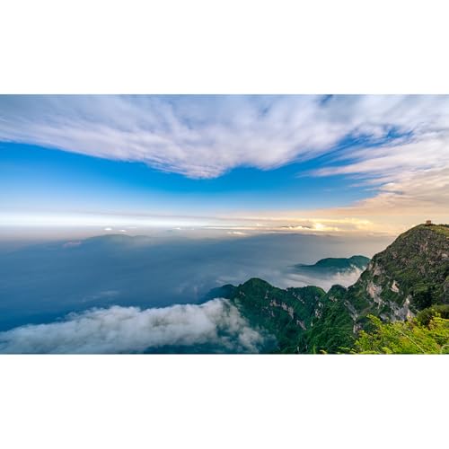 Mountain Aquarium Background Blue Sky Lush Clouds Mountain Peaks Fish Tank Background Sunset Mountains Landscape Reptile Tank Backgrounds Sunrise Rock Mountains Reptile Enclosure Backgrounds 24x12in - color: Blue_White, size: 24(W)x12(H)inches/ 60(W)*30cm