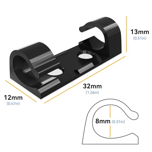 CableGeeker 50Pcs Adhesive Cable Clips, Cord Management Clips Wire Holders for Cords Cable Holder Clip Cable Management Clips for Under Desk/Car/Wall/TV/PC/Ethernet Cable (Black) - style: Adhesive Round Cable Clips 50Pcs