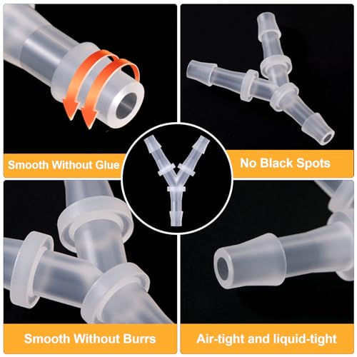PAGOW 4 Pcs Hose Barb Fitting, 3/16" Plastic Hose Barb Tee 3 Way Y Shape Barbed Fitting for Air Line Tubing Pipe, Oxygen Tubing Pipe, Household Fuel, Gas, Water - size: 3/16" (4 Pcs)