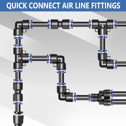 108 Pcs Quick Connect Air Hose Fittings Kit - 1/8" to 1/2" NPT Thread Push To Connect Fittings for Workshops - size: 108PCS PBT Plastic & Copper