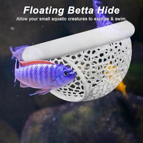 3 Pcs Betta Hammock Set, Betta Fish Hammock, White Betta Fish Tank Accessories with Lotus Leaf Accessories, Fish Hideout for Aquarium Resting Spots for Shrimp