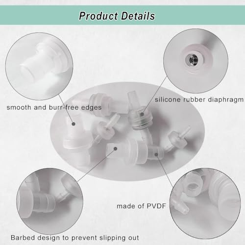 28 Pcs Plastic Check Valves, Plug-in Barb One Way Vacuum Check Valves for Liquids and Gases (1/8, 5/32, 1/4, 5/16, 3/8, 1/2 inch)