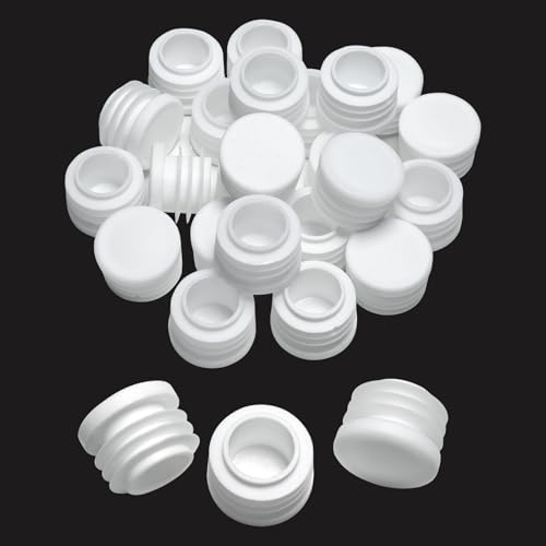 EASYEAH 7/8" (22mm) Plastic Hole Plugs White -Round Chair Leg Caps, Flush Mount Pipe Plugs, Tubing End Caps for Metal&Wood Legs Tube, Outdoor Furniture Feet caps & Table Plastic Plugs, 24 PCS - color: White, size: 24 PCS,7/8"
