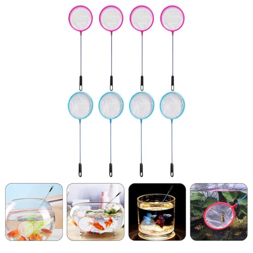 TEHAUX 8pcs Aquarium Fish Tank Nets Dense Fine Mesh Plastic Landing Nets for Fish and Shrimp Catching, Aquarium Cleaning Tool Suitable for Freshwater and Saltwater Tanks Random Color