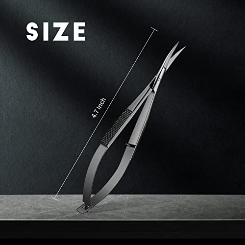 Lasnten 3 Pack Curved Stainless Steel Spring Squeeze Embroidery Scissors Eyebow Grooming Trimming Scissors Thread Snips Clippers Also for Applique, Fabric, Knitting, Sewing, Arts & Craft (Black) - color: Black