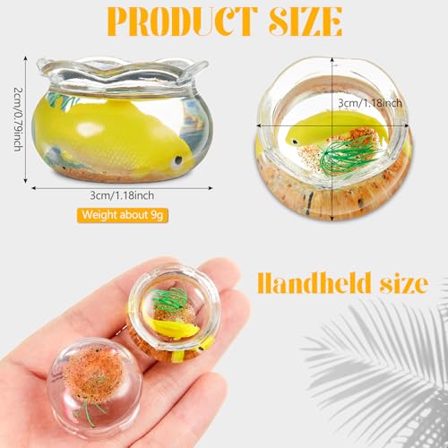 4 Pcs Miniature Dollhouse Accessories, 1: 12 Scale Mini Resin Fish Tank for Garden Scene Decor, Miniature Things for DIY Decorations