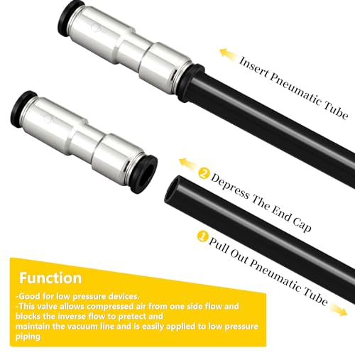 Metalwork Nickel Plated Brass & Plastic Push to Connect Inline Check Valve Union Fitting, 5/16" OD (Pack of 2) - size: 5/16" OD