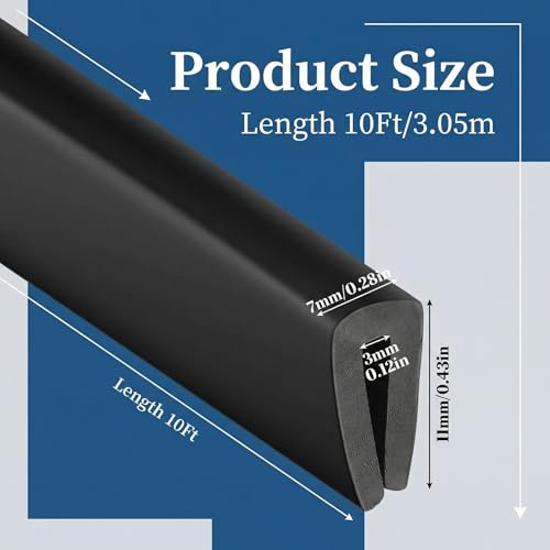 Kingdder Rubber Edge Trim 1/8" U Channel Sheet Metal Edge Protector Door Seal Strip Guard Weather Resistance Fits for Car Doors Steel Plates Glass Hatches Table Corners(10 Feet Long, Black) - size: 1/8" U ,10 Feet Long