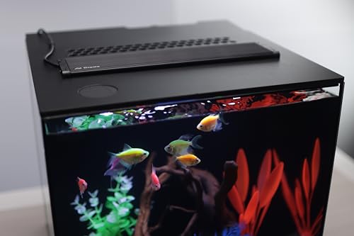 HelloReef 15 Gallon Glofish Complete Freshwater Aquarium Kit with App Controlled Smart LED Lighting, Filtration, Glofish Decor, and Guided Online Learning Center