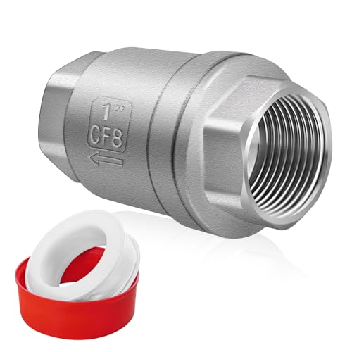 1 inch Spring Check Valve, 304 Stainless Steel CF8 Non Return One Way Horizontal Check Valve, Vertical Inline Water Check Valve for Well, Pump, Tank, Backflow Prevention, WOG 1000 - size: 1'' NPT