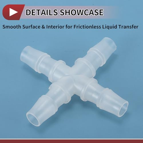 Plastic Hose Barb Fitting 3/8" OD Barb Cross 4 Way Pipe Connector Clear 10 Pcs - size: 3/8"OD