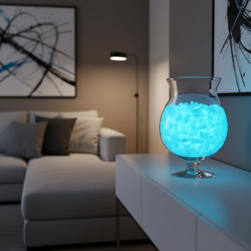 Shiny Stone Glow in The Dark Aquarium Gravel Sand, Sky Blue, 5-8mm | Neon, 305g/0.67lbs, Decorative Rocks for Fish Tank, Fairy Garden, Home Decor - color: Sky Blue, size: 5-8mm