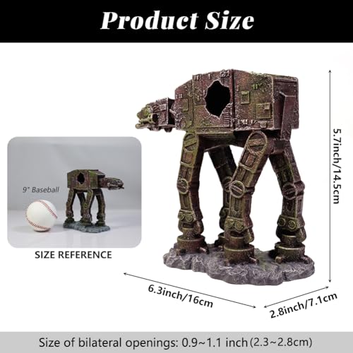 Fish Tank Decorations AT-AT of Star Wars Aquarium Decorations Betta Fish Tank Accessories for Sleep Rest Hide and Play (S) - color: At-s