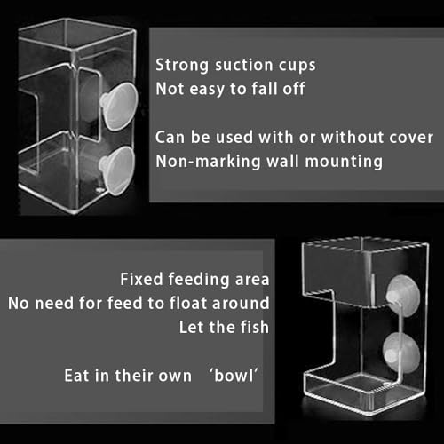 Fish Feeder Square-Shaped Automatic Fish Feeders Reduced Filter Clogging Tank Suitable for All Kinds of Food Tank Accessories - color: Transparent Square