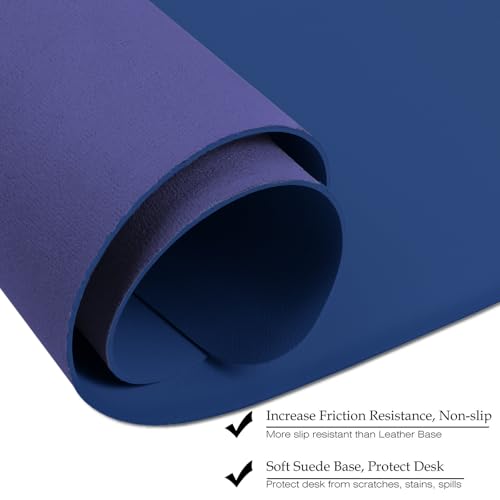 Boutilon Leather Desk Pad Protector,Non-Slip Mouse Pad,Laptop Desk Pad,Office Mouse Mat,Waterproof Leather Desk Blotter,Desk Writing Pad for Office and Home (S-Navy,24"x 14") - color: Navy, size: S 24" x 14"