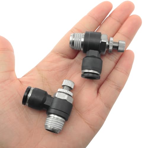 2PCS Air Flow Control Valve PT1/4 Pipeline Valve Quick Pneumatic Connector 90 Degree Elbow Pipeline Accessories For Conveying Air Vacuum Water Regulating And Controlling Flow